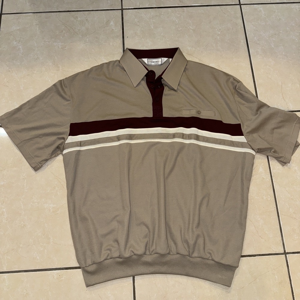 Vintage Classics By Palmland Short Sleeve Mobster Polo Band Bottom Colorblock L